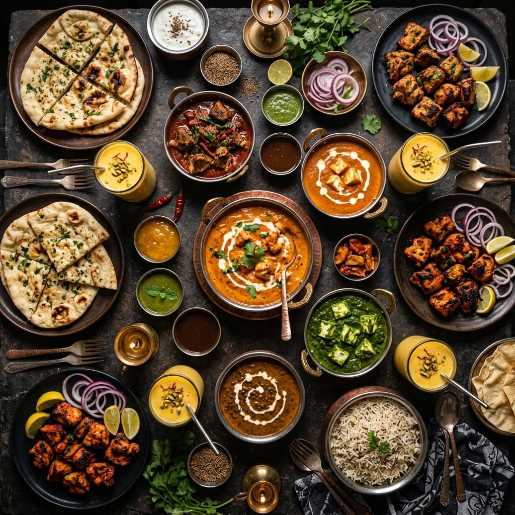 Indian feast spread